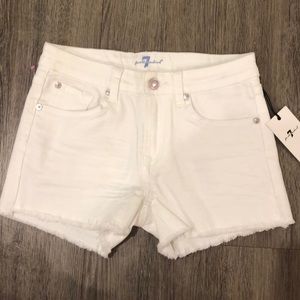 NWT 7 for All Mankind White Denim Shorts